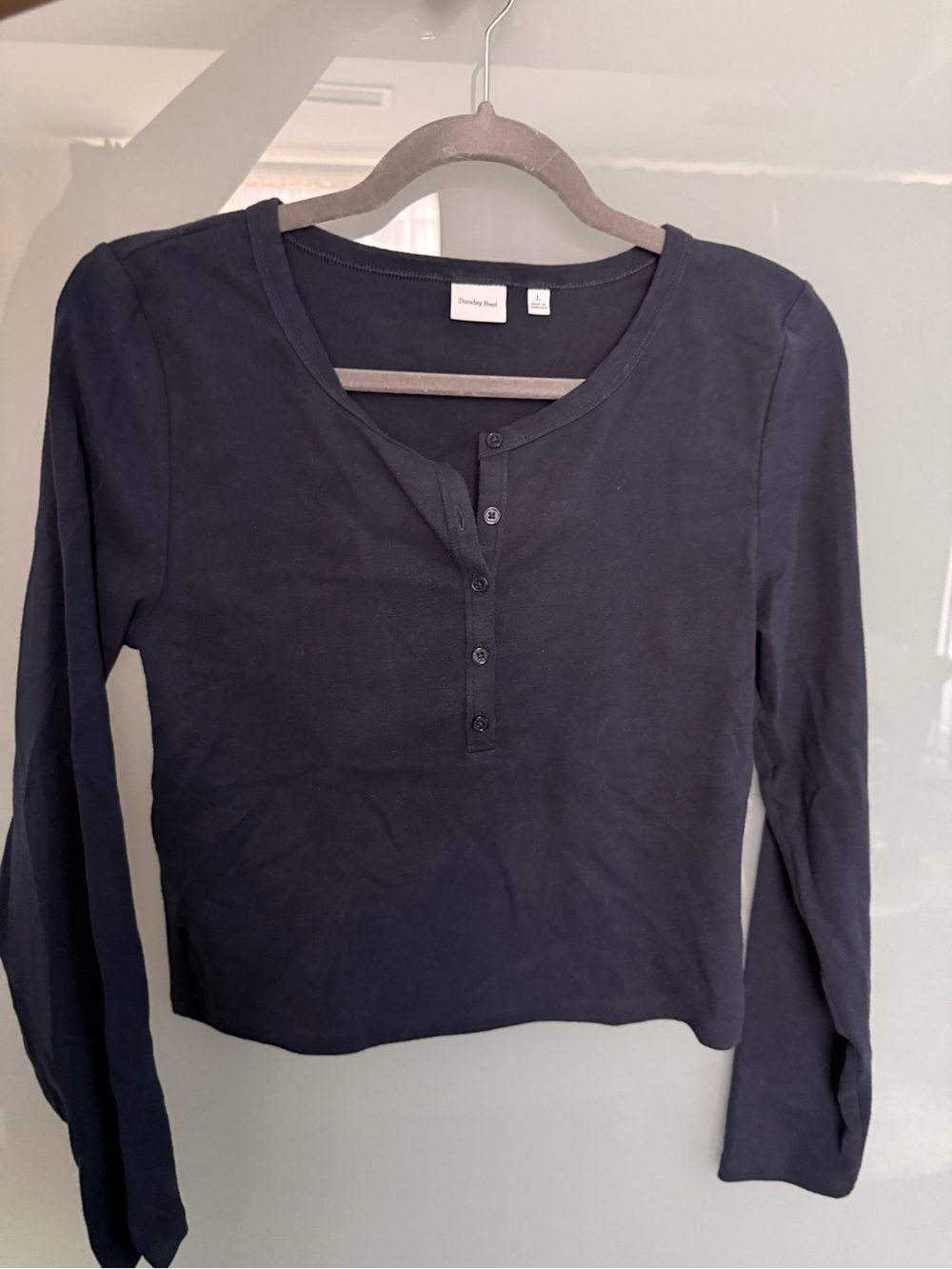 Sunday Best Black Long-Sleeve Henley Top